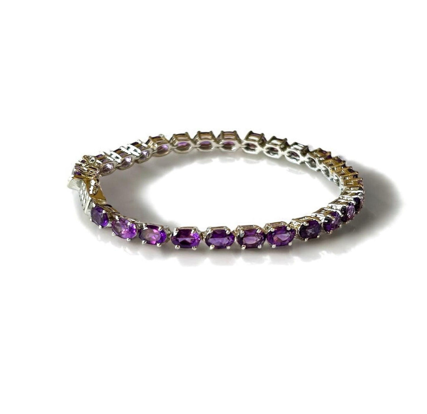 Sterling Silver Oval-Cut Amethyst Tennis Bracelet