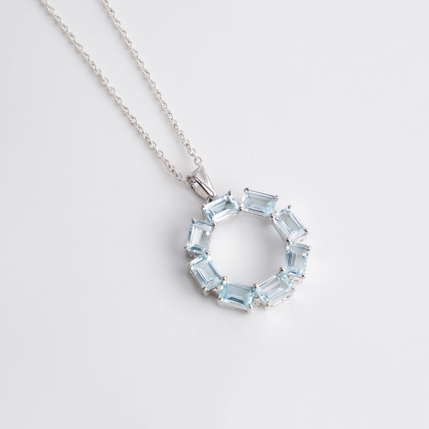 Sterling Silver Garnet / Topaz Circle Pendant Necklace