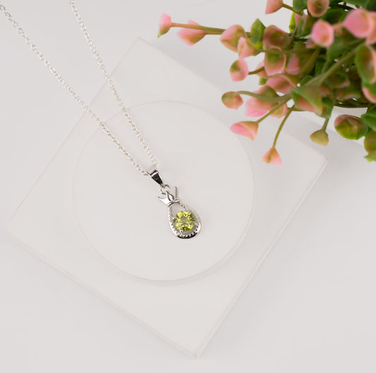 Sterling Silver Teardrop Pendant – Elegant Birthstone Necklace Charm