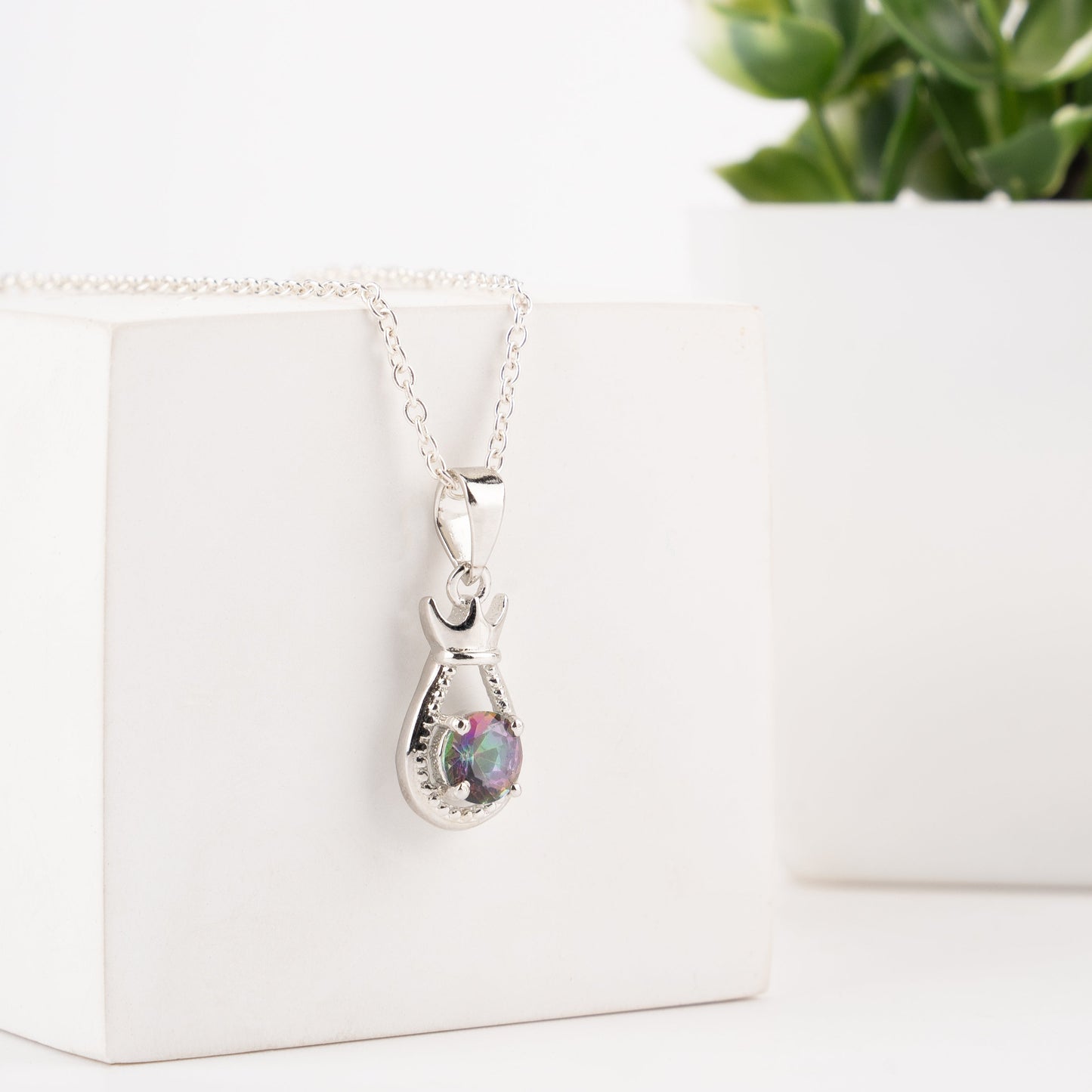 Sterling Silver Teardrop Pendant – Elegant Birthstone Necklace Charm