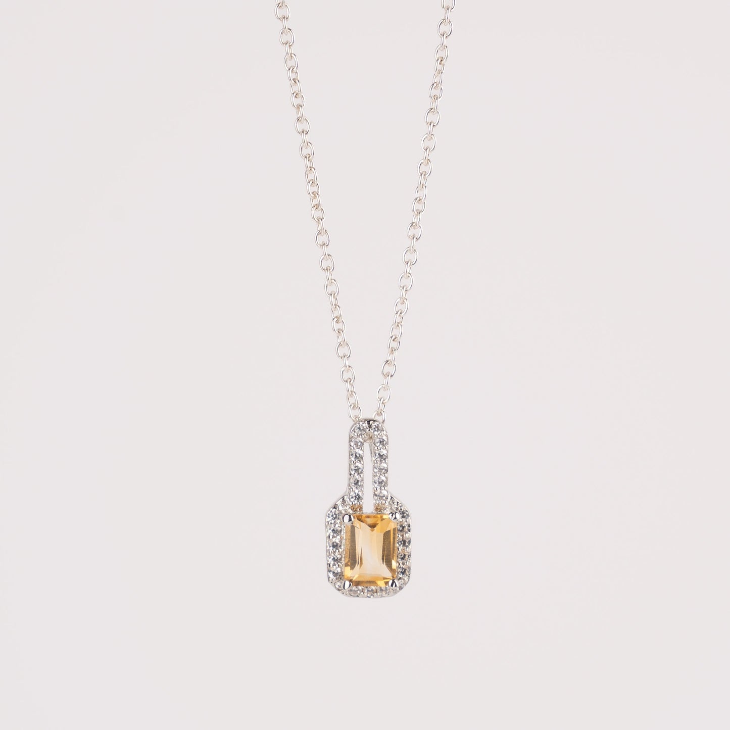Linear Luxe Silver Pendant in Citrine / Blue Topaz with Zircon Accents