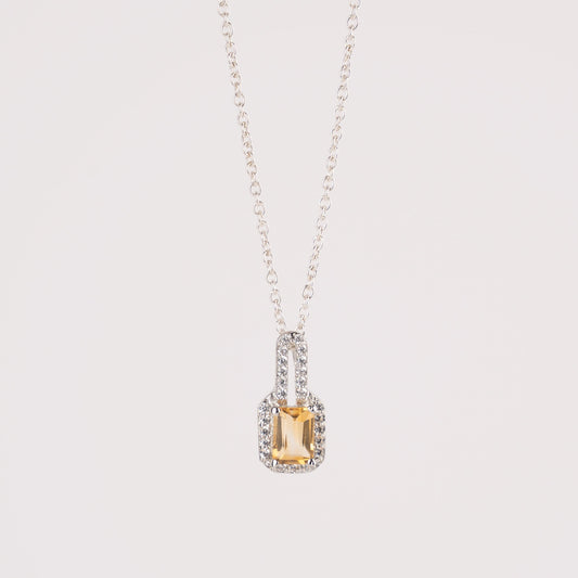 Linear Luxe Silver Pendant in Citrine / Blue Topaz with Zircon Accents