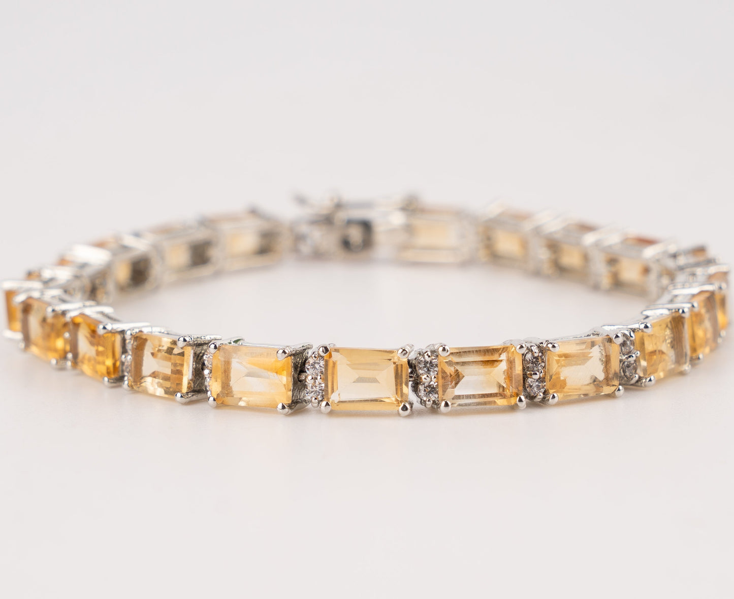 Sterling Sliver Citrine Tennis Bracelet"