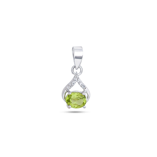 Vine Curve Peridot/Amethyst/Garnet Gemstone Silver Pendant