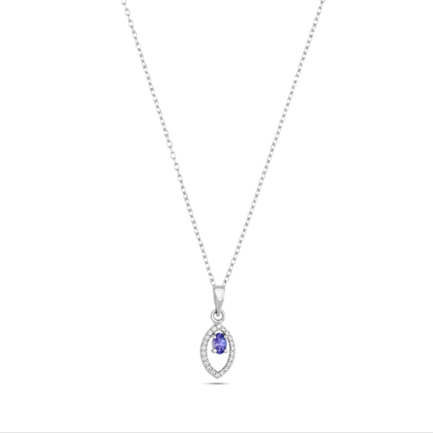 Lavender Tanzanite Sparkle Pendant in Silver Halo Setting