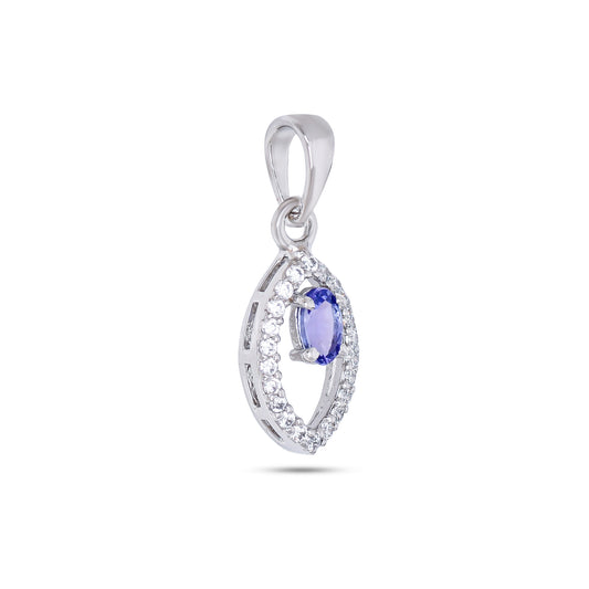 Lavender Tanzanite Sparkle Pendant in Silver Halo Setting
