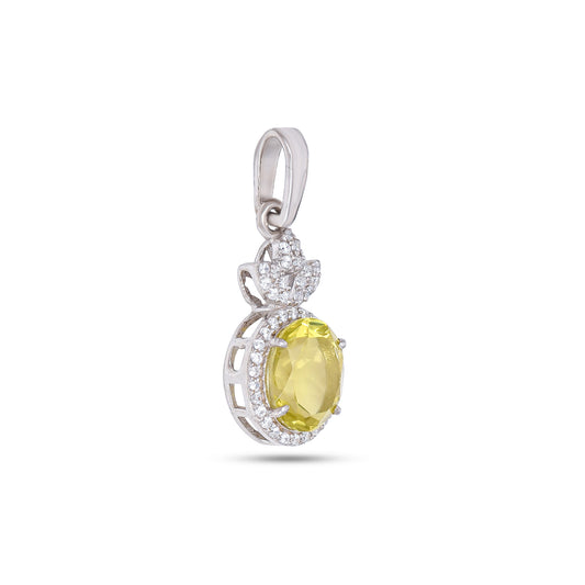 925 Sterling Silver Green Amethyst Pendant with CZ Accents – Pineapple Design Jewelry for Women