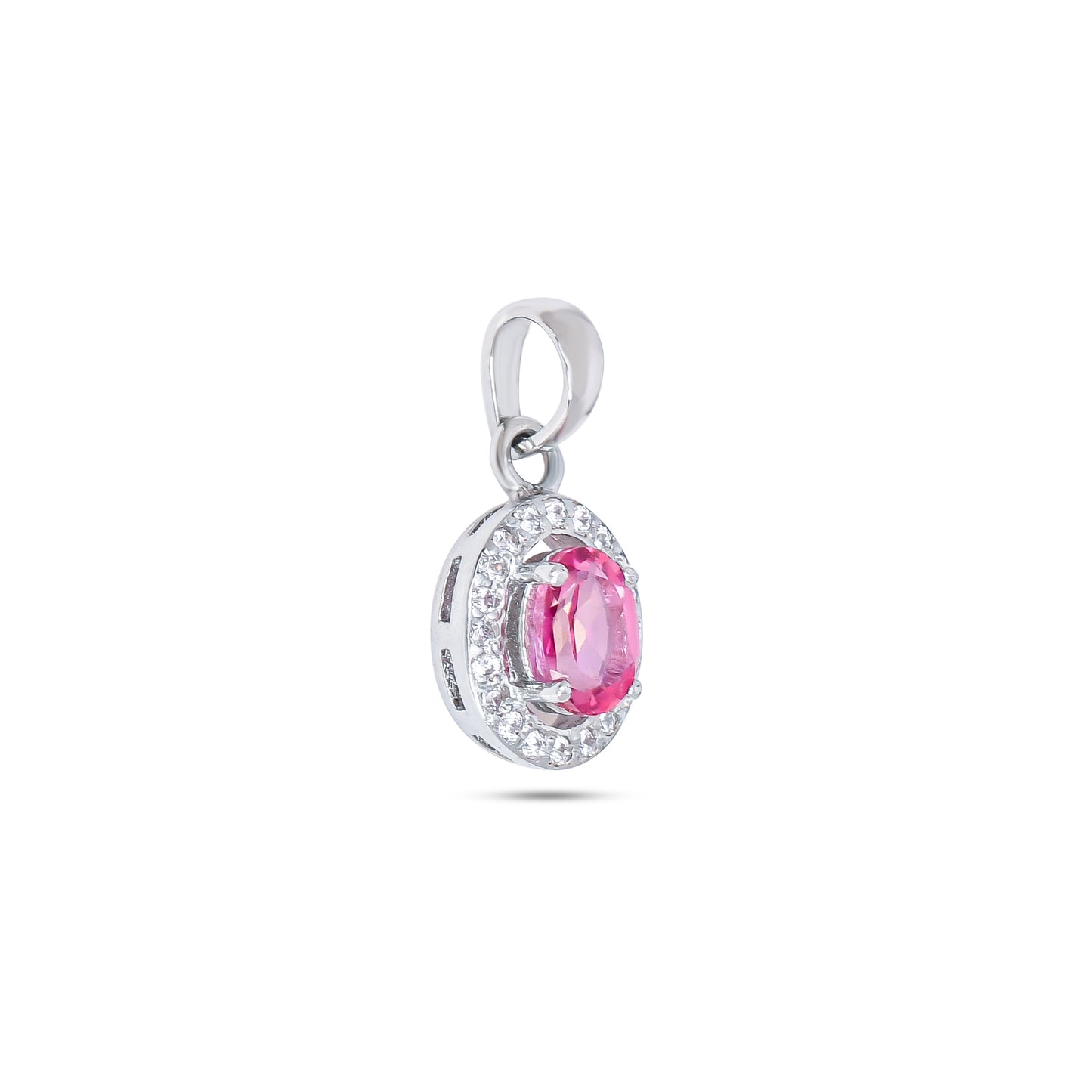 Glamour Glow: Pink Topaz Gemstone Pendant with White Cubic Zirconia Accents