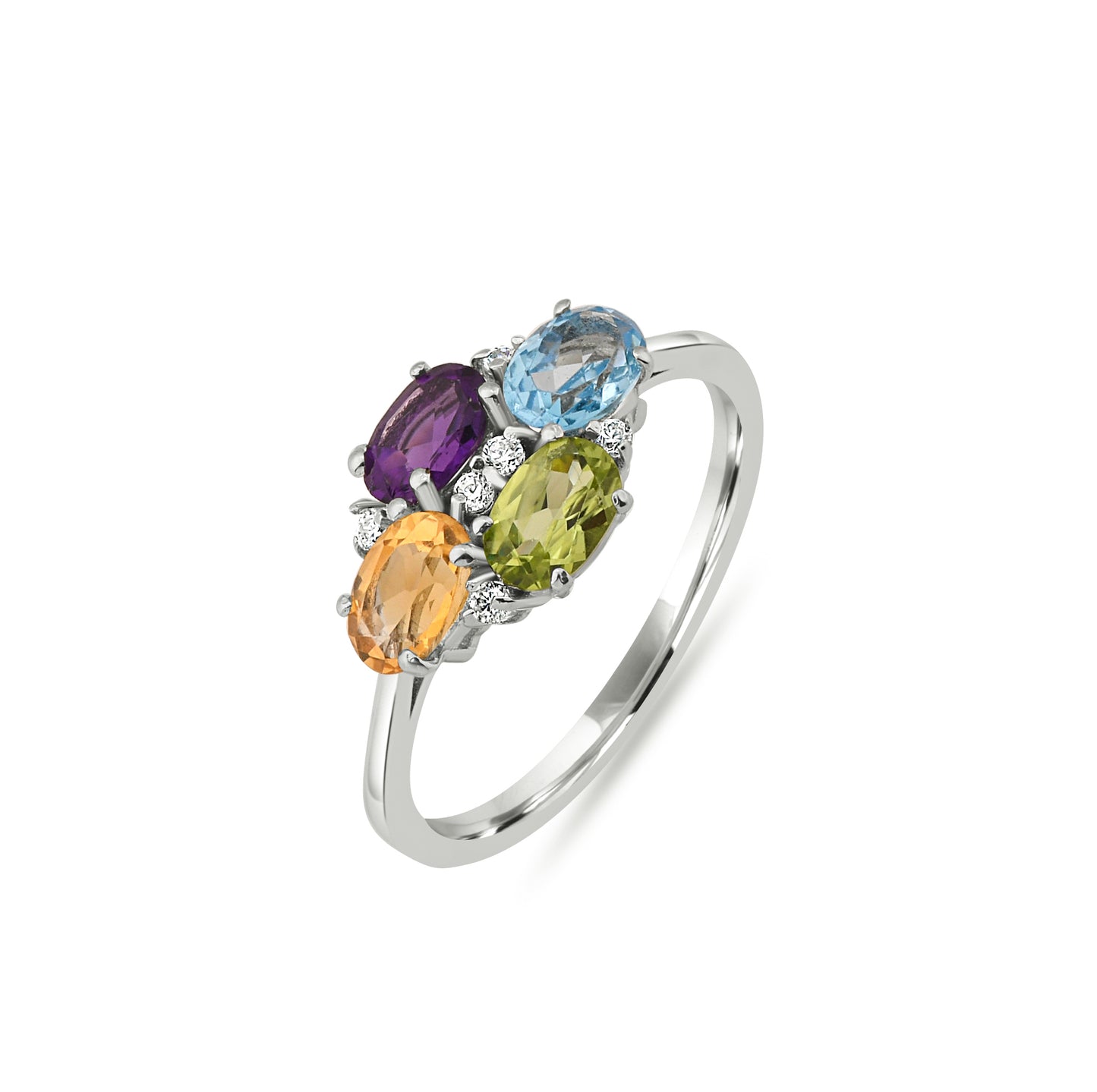 Sterling Silver Multi Birthstone Ring – Custom Mother’s Ring, Personalized Gemstone Jewelry Gift