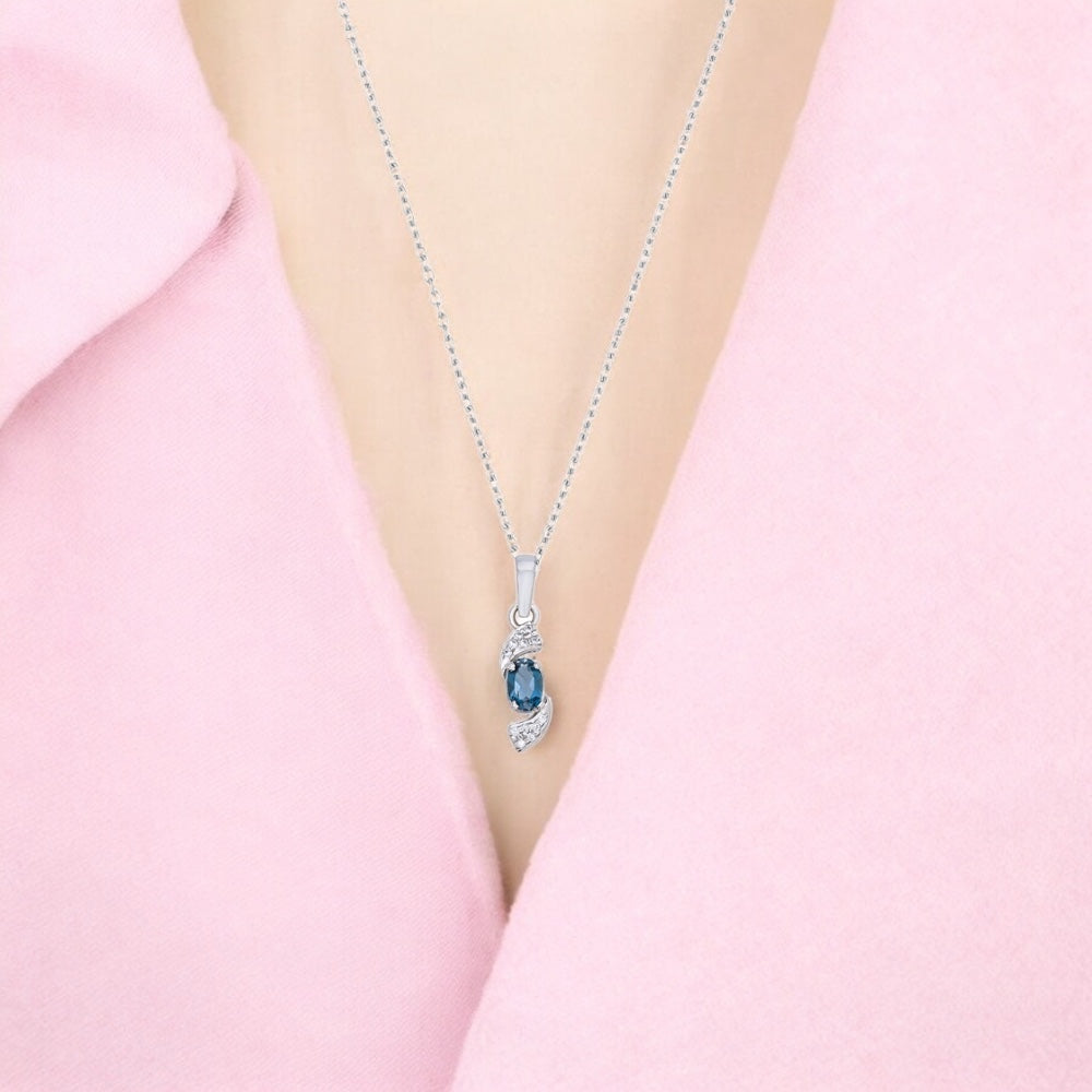 Elegant Tanzanite / Topaz Pendant Necklace in Sterling Silver – Minimalist Birthstone Jewelry for Women