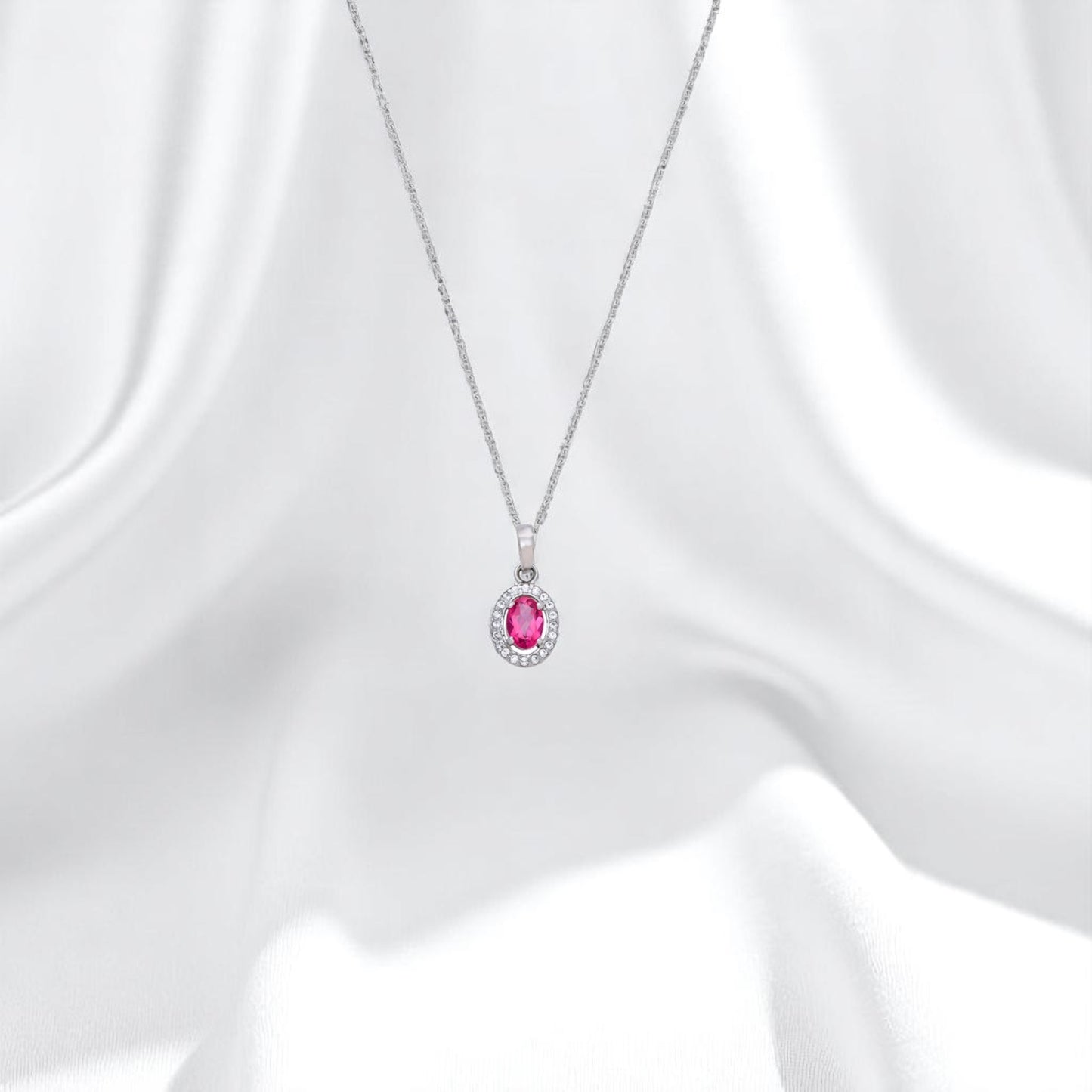 Glamour Glow: Pink Topaz Gemstone Pendant with White Cubic Zirconia Accents