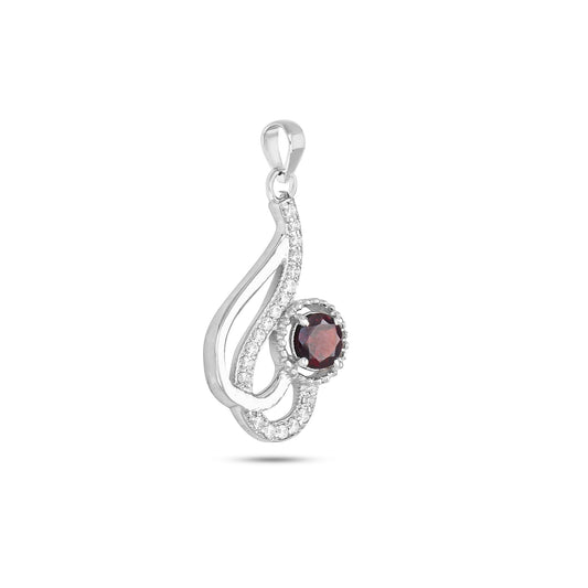Swirl Harmony Silver Pendant - Garnet / Citrine Gemstones