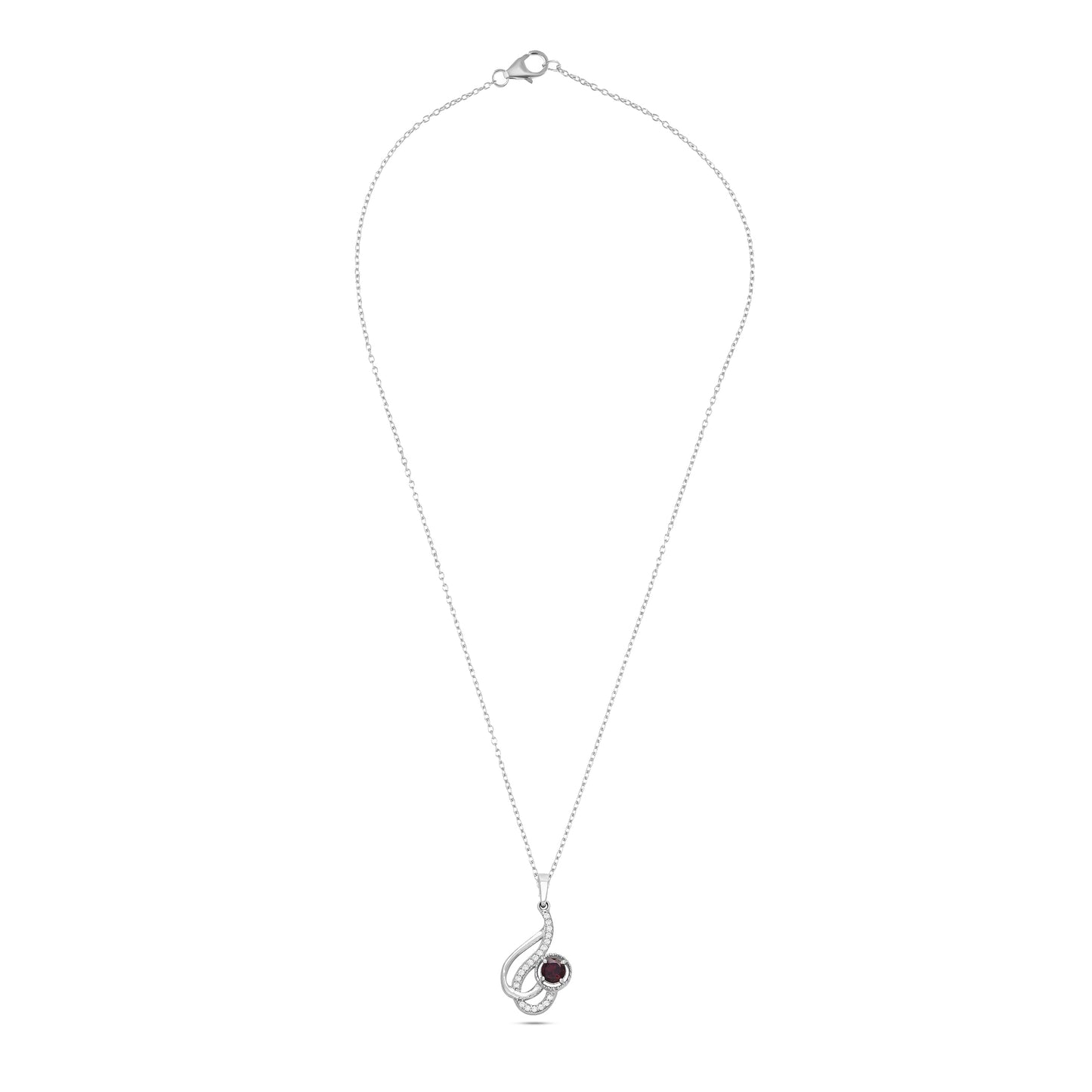 Swirl Harmony Silver Pendant - Garnet / Citrine Gemstones