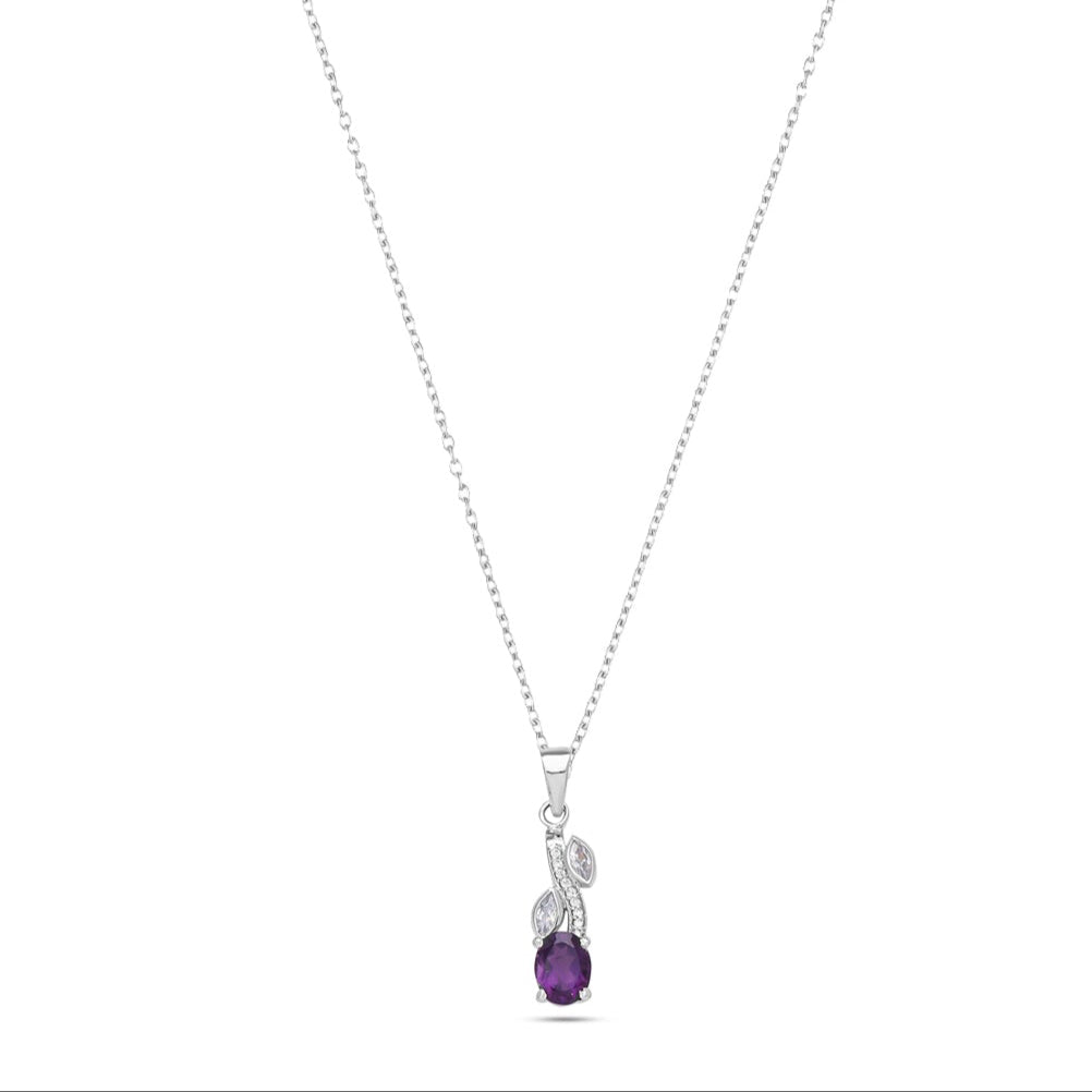 Autumn Glow Leaf Pendant - Citrine / Amethyst
