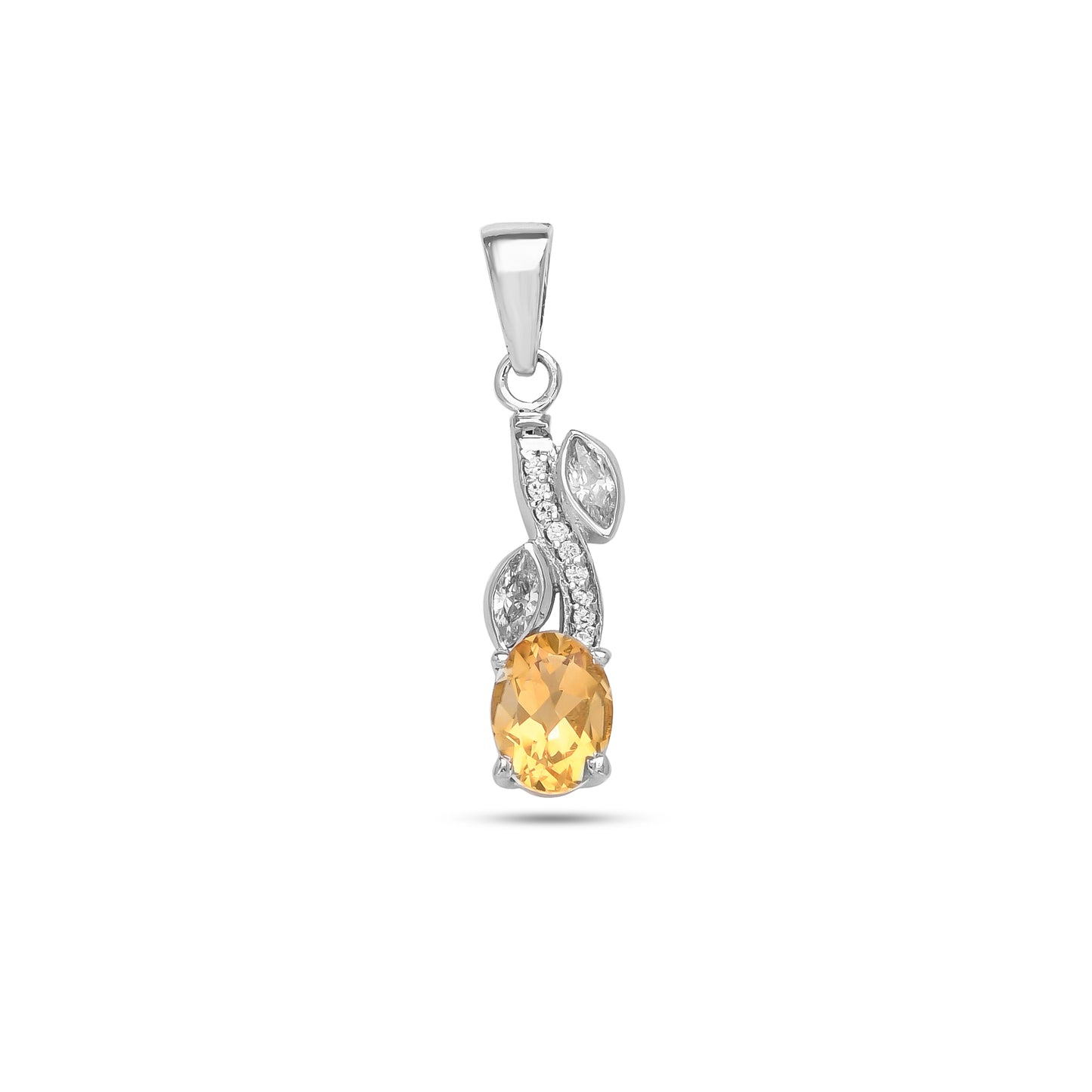 Autumn Glow Leaf Pendant - Citrine / Amethyst