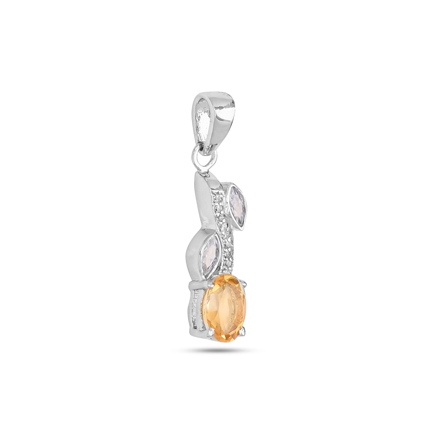 Autumn Glow Leaf Pendant - Citrine / Amethyst