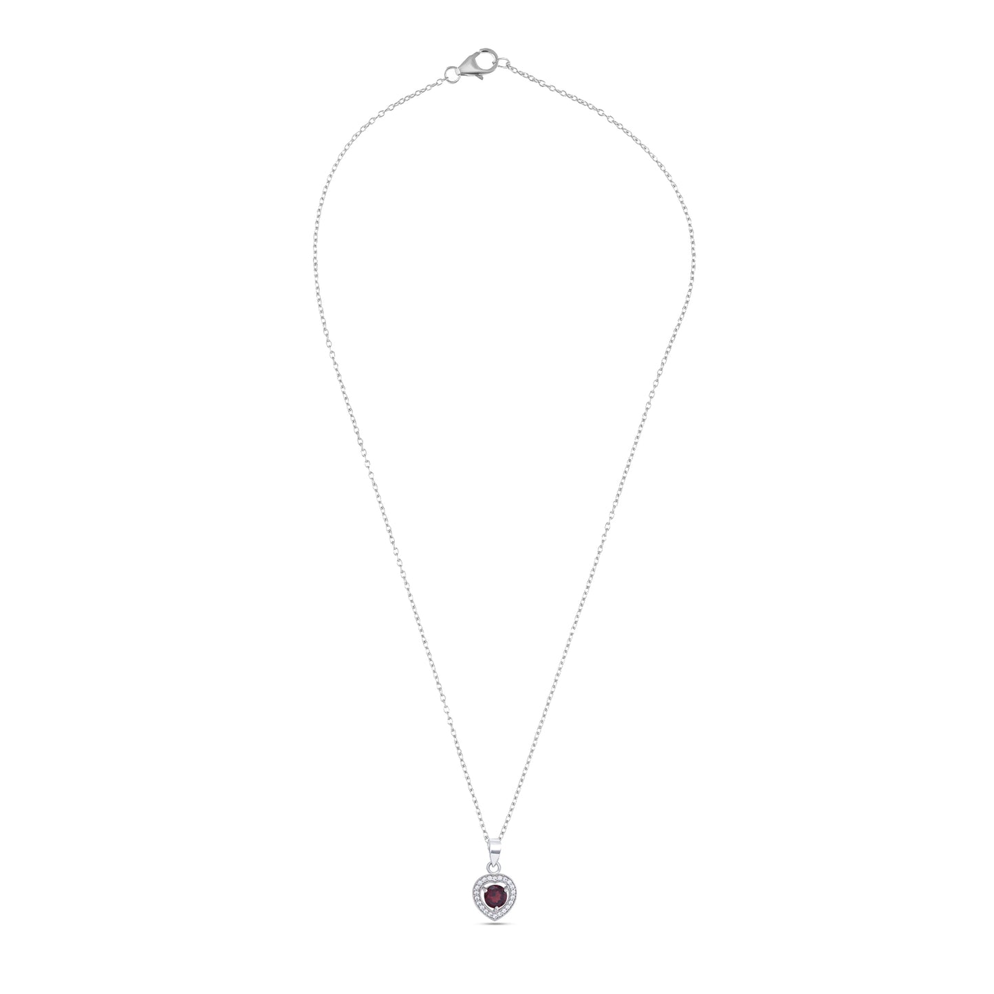 Heart-Shaped Garnet Pendant Necklace in Sterling Silver – January Birthstone Jewelry