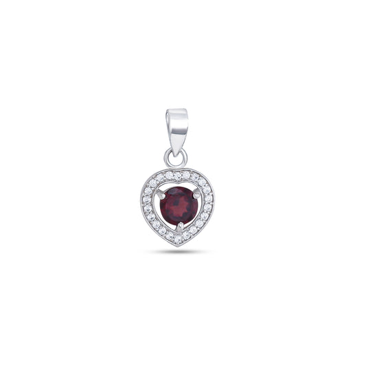 Heart-Shaped Garnet Pendant Necklace in Sterling Silver – January Birthstone Jewelry
