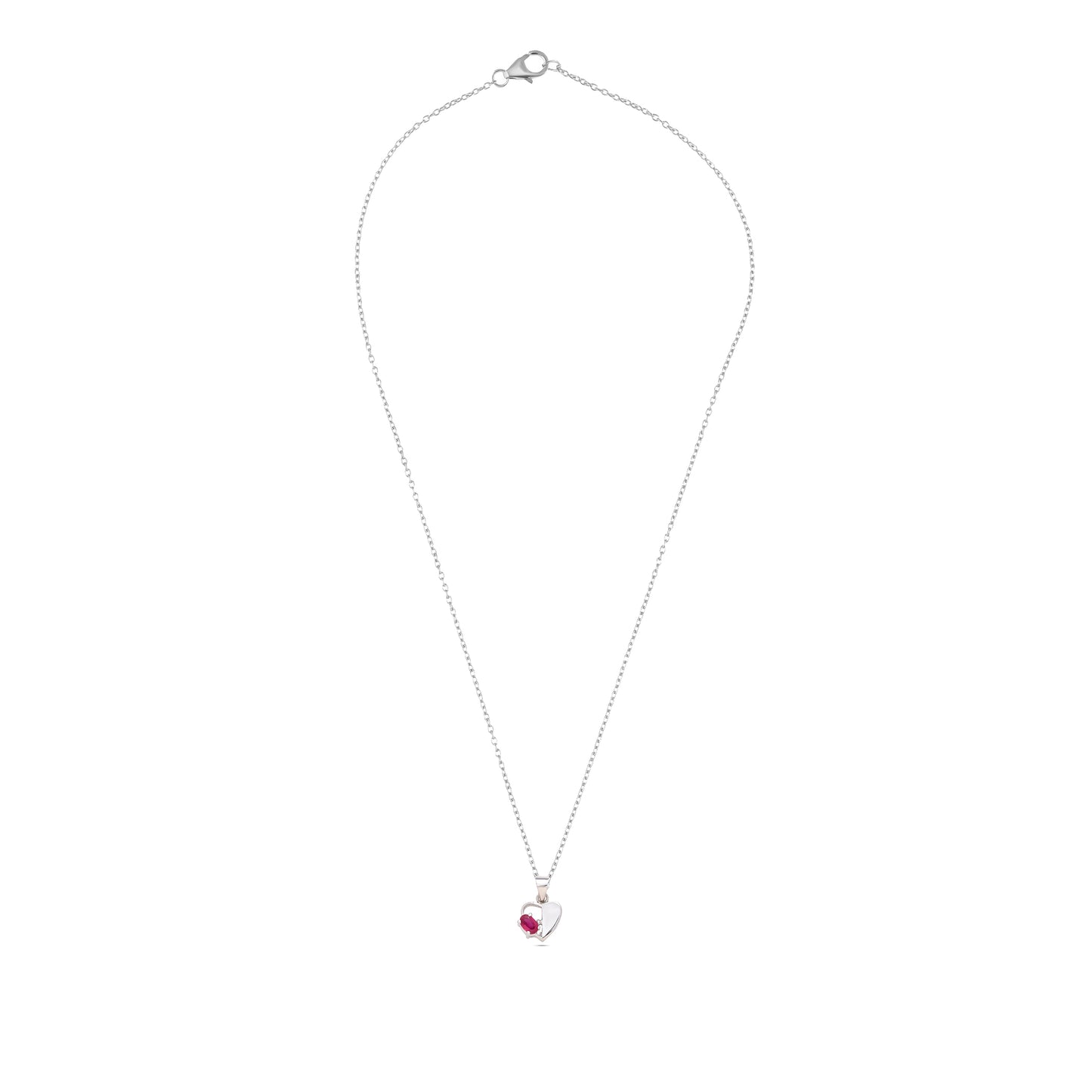 Heart-Shaped Silver Pendant - Ruby / London Blue Topaz