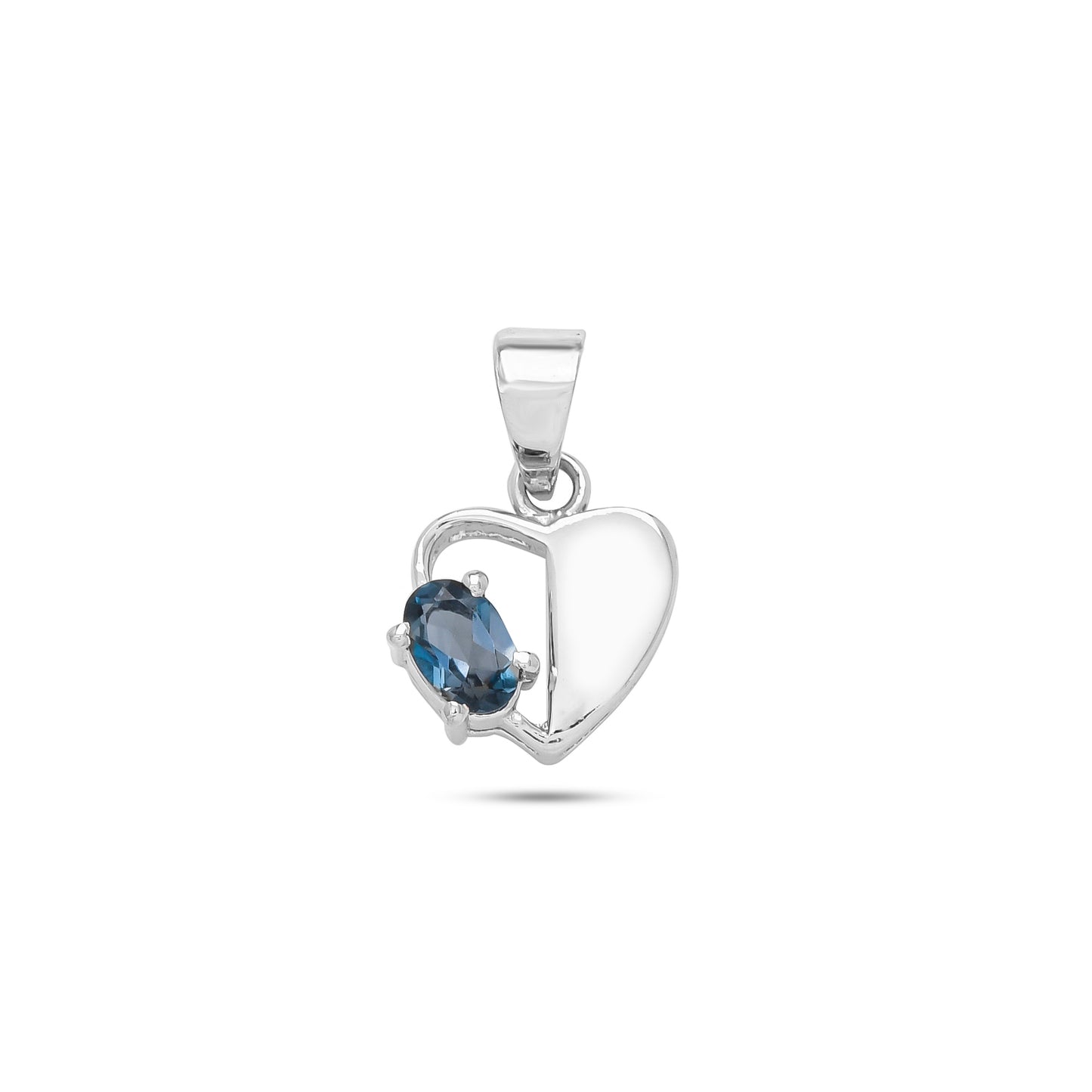 Heart-Shaped Silver Pendant - Ruby / London Blue Topaz