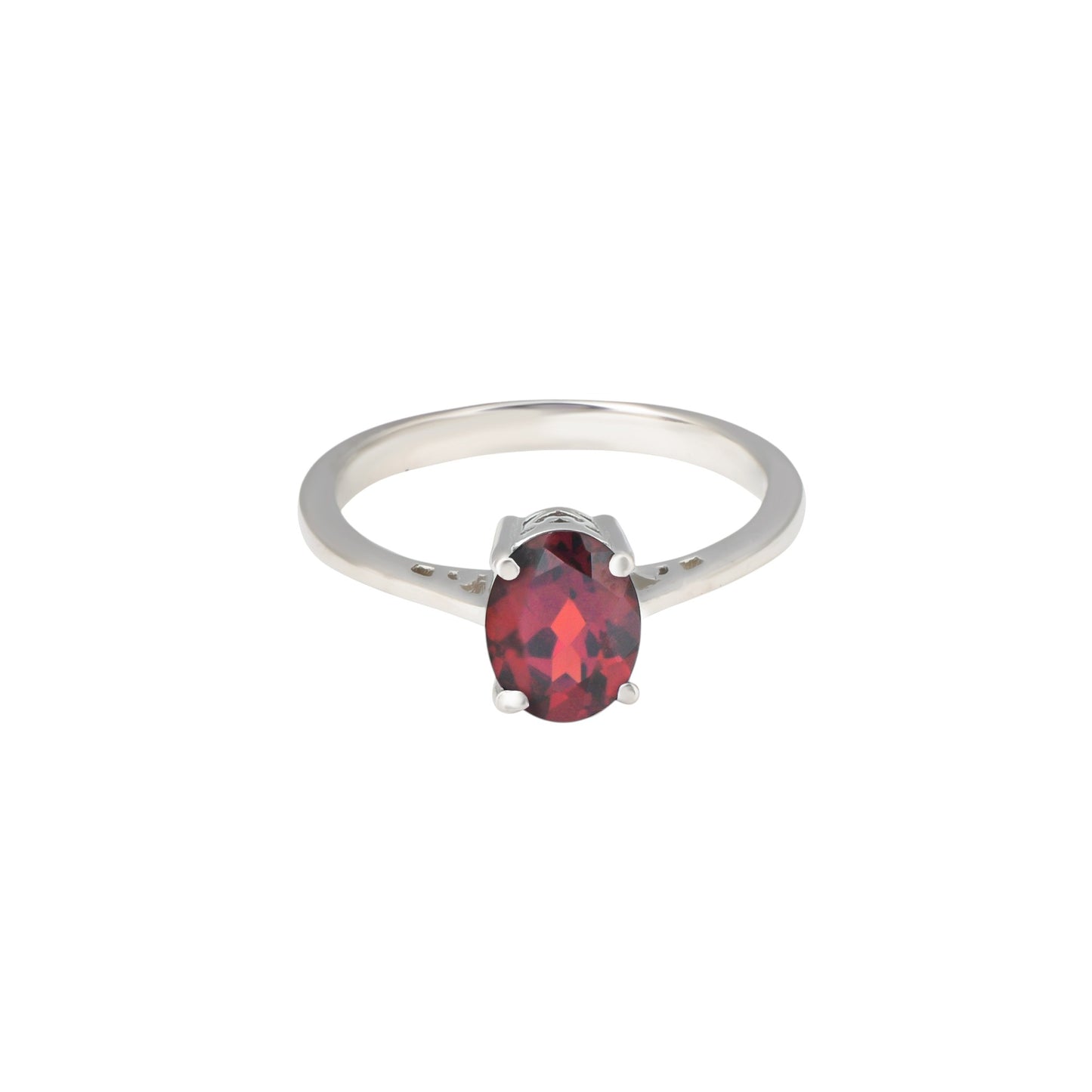 Garnet Oval Cut Silver Ring – 925 Sterling Silver, Deep Red Gemstone, Elegant Women’s Birthstone & Promise Jewelry