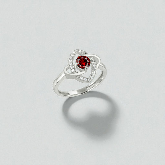 Sterling Silver Red Zircon Halo Ring – Unique Women’s Fine Jewelry