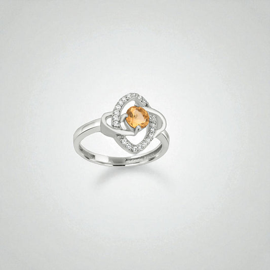 Sterling Silver Yellow Zircon Halo Ring – Elegant Women’s Gemstone Jewelry