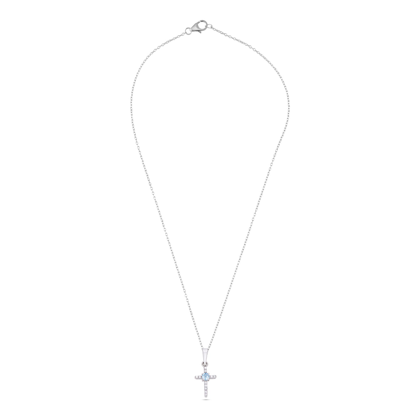 Spiritual Silver Cross Pendant with Sky Blue Topaz / Citrine Gemstones