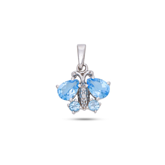 Butterfly Pendant Necklace - Peridot / Blue Topaz for Animal Lovers