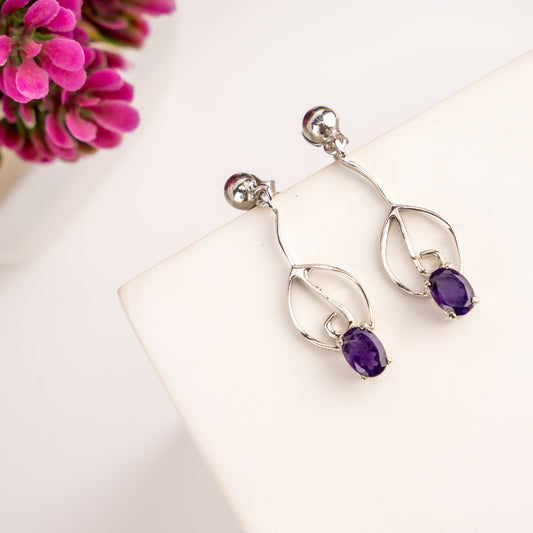 Amethyst Twist Drop Earrings