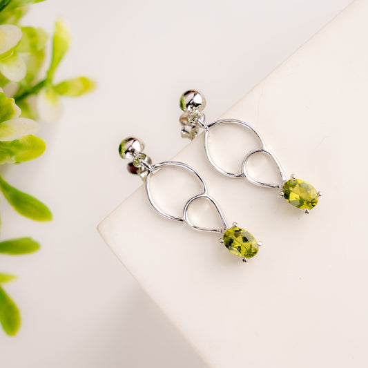 Peridot Glow Silver Earrings