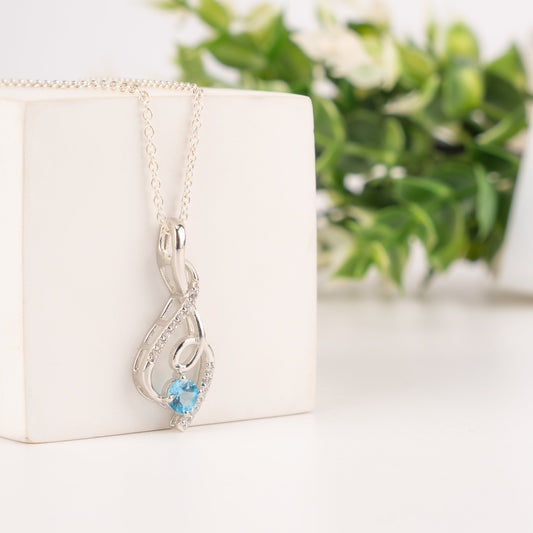 Graceful Twist Gemstone Pendants in Sterling Silver – Garnet, Citrine & Blue Topaz