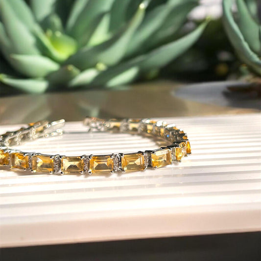 Sterling Sliver Citrine Tennis Bracelet"