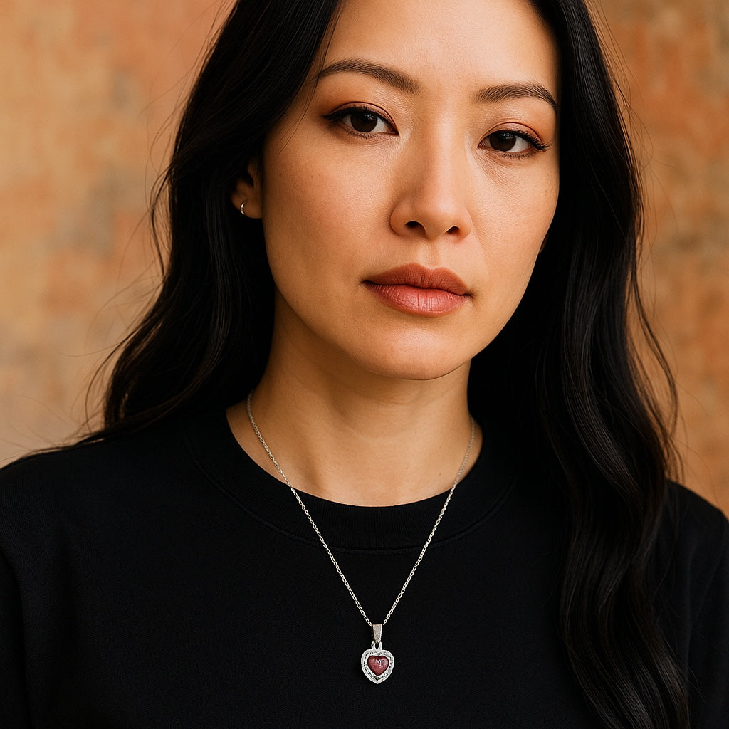 Heart-Shaped Garnet Pendant Necklace in Sterling Silver – January Birthstone Jewelry