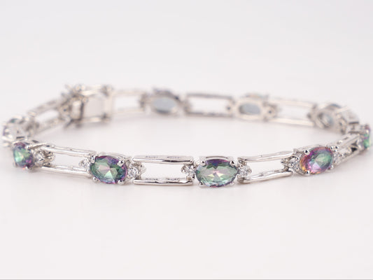 Sterling Silver Mystic Topaz Link Bracelet