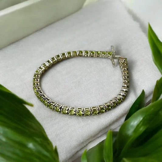 Peridot Tennis Bracelet Silver