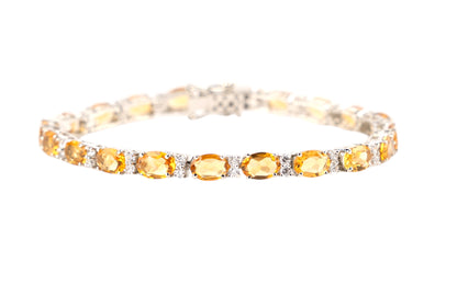 Sterling Silver Oval-Cut Citrine and White Topaz Tennis Bracelet