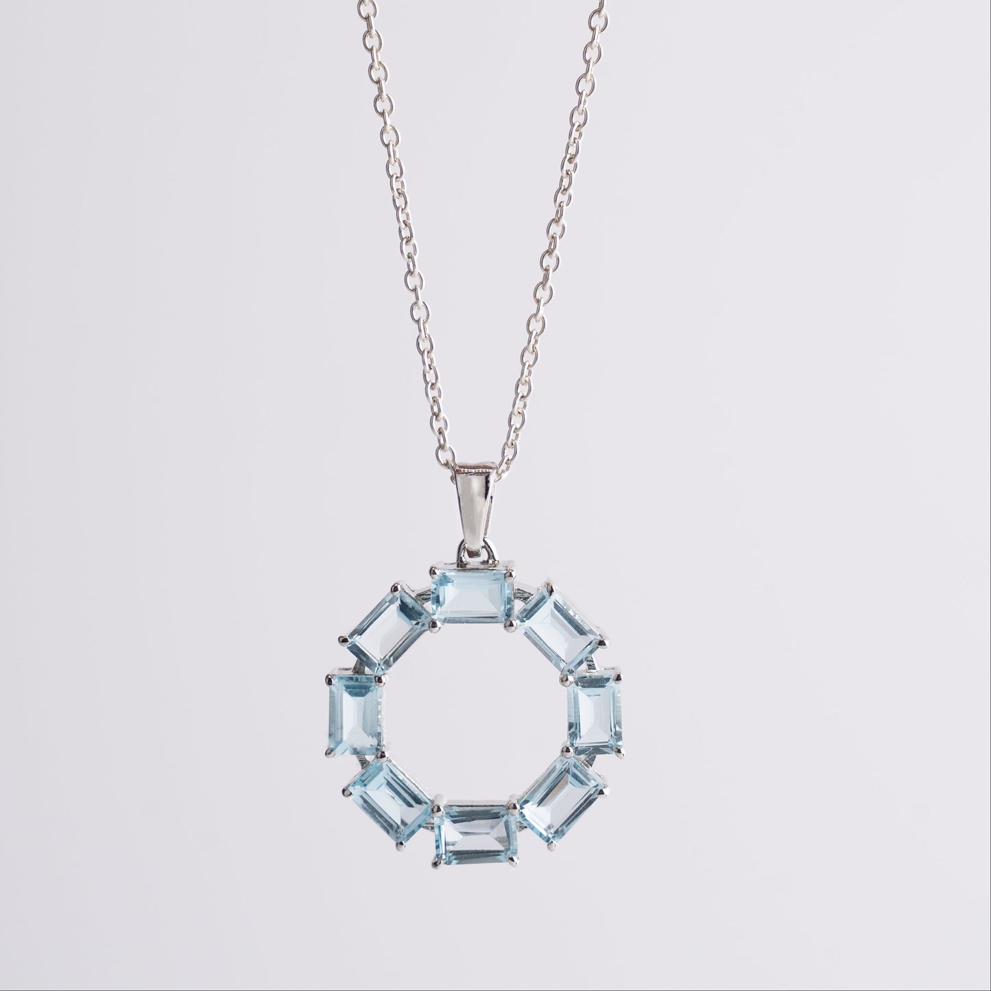 Sterling Silver Garnet / Topaz Circle Pendant Necklace