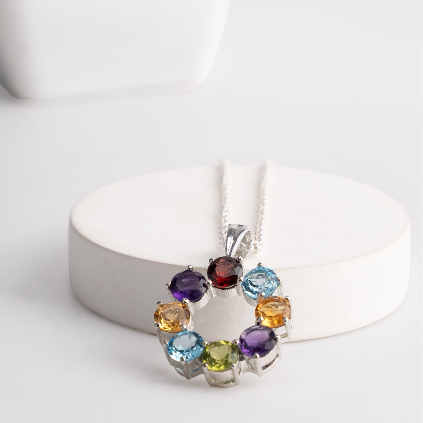 Rainbow Radiance Halo Necklace