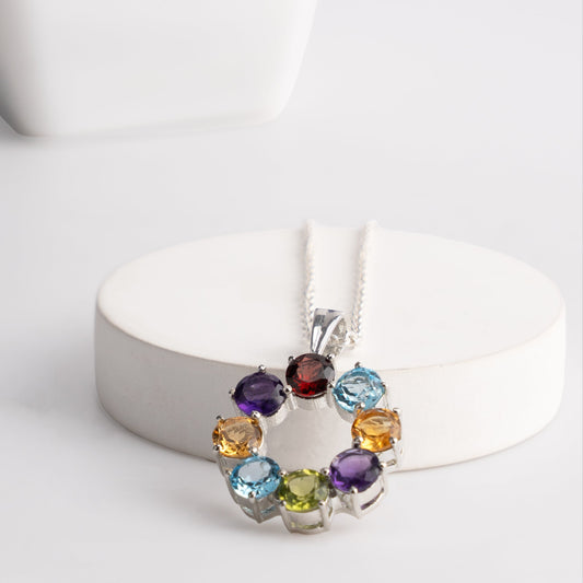 Rainbow Radiance Halo Necklace