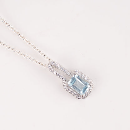 Linear Luxe Silver Pendant in Citrine / Blue Topaz with Zircon Accents