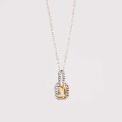 Linear Luxe Silver Pendant in Citrine / Blue Topaz with Zircon Accents