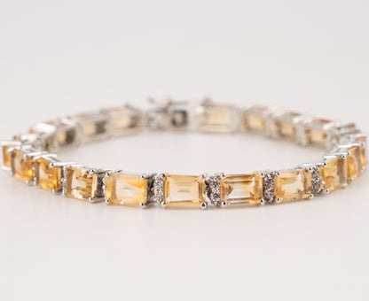 Sterling Sliver Citrine Tennis Bracelet"