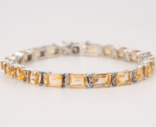 Sterling Sliver Citrine Tennis Bracelet"