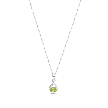 Vine Curve Peridot/Amethyst/Garnet Gemstone Silver Pendant