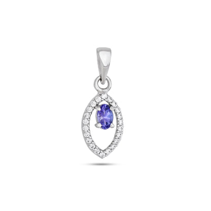 Lavender Tanzanite Sparkle Pendant in Silver Halo Setting