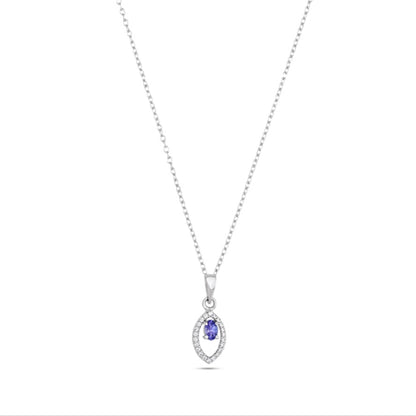 Lavender Tanzanite Sparkle Pendant in Silver Halo Setting