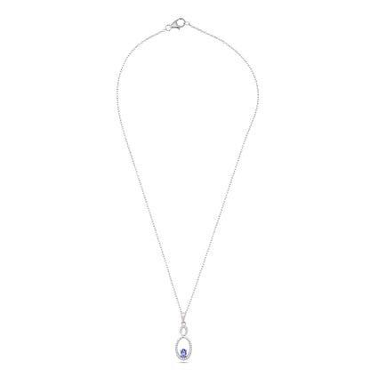 925 Sterling Silver Tanzanite Pendant with CZ Accents – Elegant Oval Design Gemstone Jewelry for Women