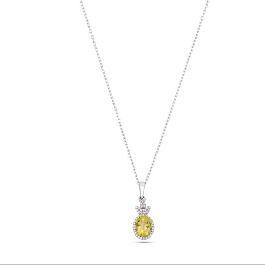 925 Sterling Silver Green Amethyst Pendant with CZ Accents – Pineapple Design Jewelry for Women