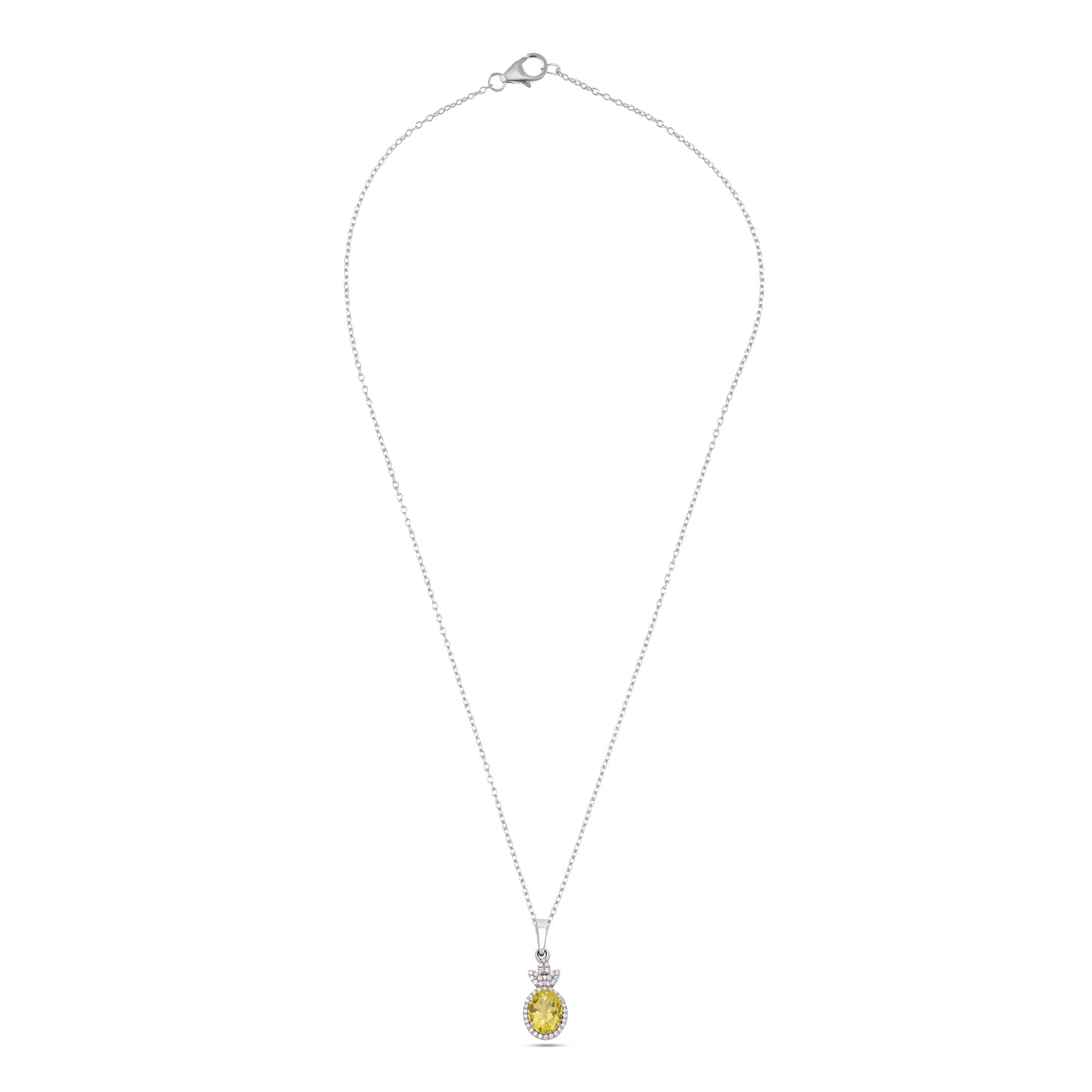 925 Sterling Silver Green Amethyst Pendant with CZ Accents – Pineapple Design Jewelry for Women